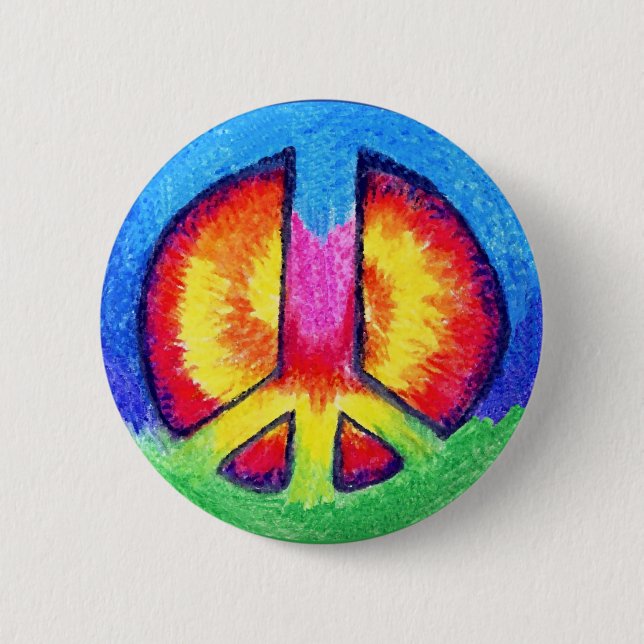 Chapa Redonda De 5 Cm Paz Tie~Dye (Anverso)