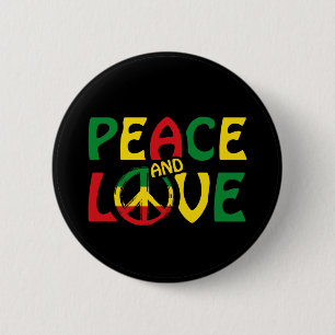 Chapa Redonda De 5 Cm PAZ y AMOR, estilo reggae