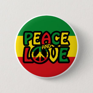 Chapa Redonda De 5 Cm PAZ y AMOR, estilo reggae