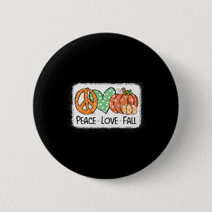Chapa Redonda De 5 Cm Paz Y Amor Y Caída Calabaza Autum Feliz Otoño