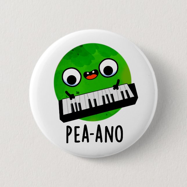 Chapa Redonda De 5 Cm Pea-ano Funny Music Veggie Pea Pun (Anverso)
