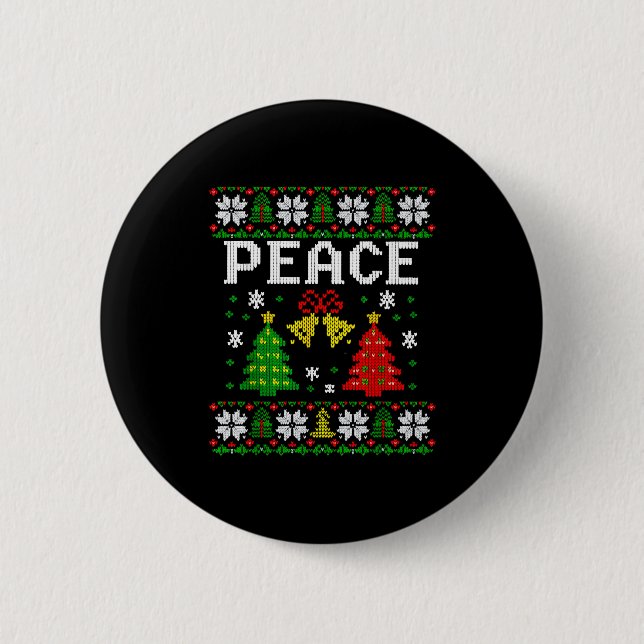 Chapa Redonda De 5 Cm Peace I Come In Peace Couple Matching Ugly Christm (Anverso)