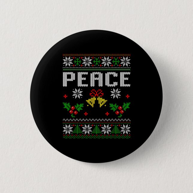Chapa Redonda De 5 Cm Peace I Come In Peace Couple Matching Ugly Christm (Anverso)