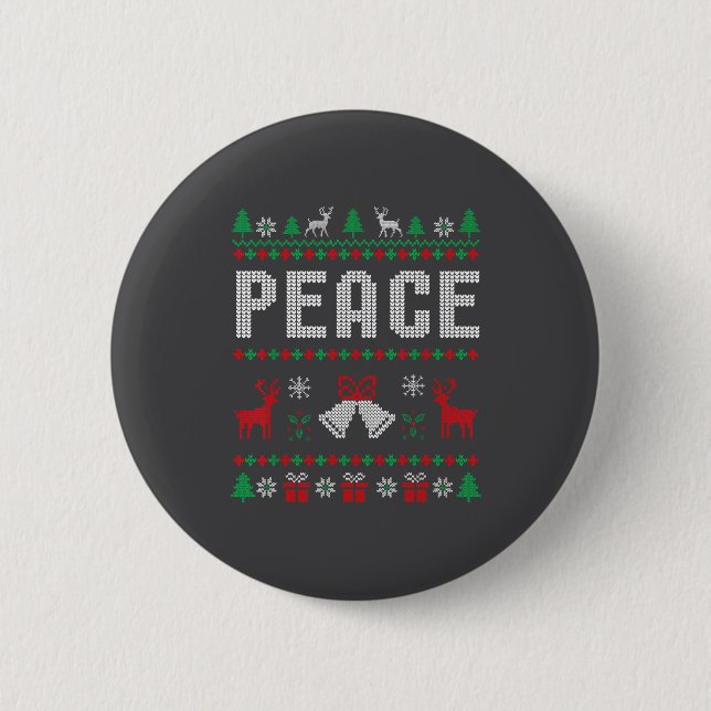 Chapa Redonda De 5 Cm Peace I Come In Peace Couple Matching Ugly Christm (Anverso)