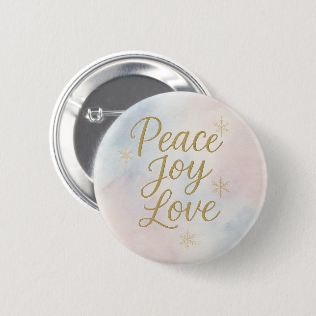 Chapa Redonda De 5 Cm Peace Joy Love Elegant Christmas (Anverso y reverso)