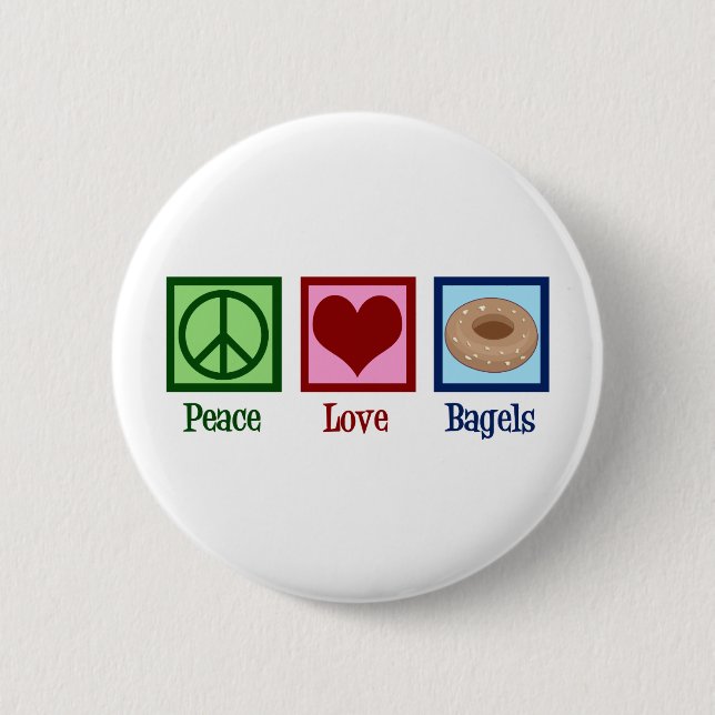 Chapa Redonda De 5 Cm Peace Love Bagels (Anverso)