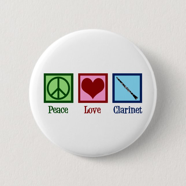 Chapa Redonda De 5 Cm Peace Love Clarinets (Anverso)