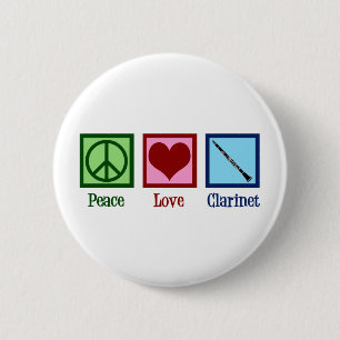 Chapa Redonda De 5 Cm Peace Love Clarinets
