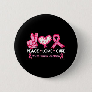 Chapa Redonda De 5 Cm Peace Love Cure Breve Cancer Awareness Surv