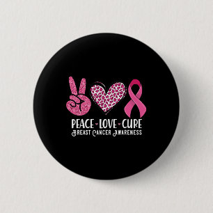 Chapa Redonda De 5 Cm Peace Love Cure Breve Cancer Awareness Warrior Pi