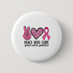 Chapa Redonda De 5 Cm Peace Love Cure Breve Cancer Awareness Warrior Pi