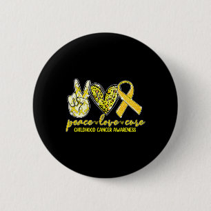 Chapa Redonda De 5 Cm Peace Love Cure Children Canchood Awareness Leopar