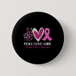 Chapa Redonda De 5 Cm Peace Love Cure Cure Cinta Rosa Cáncer de Mama Awa
