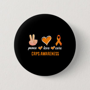 Chapa Redonda De 5 Cm Peace Love Cure Naranja Ribbon Rsd Crps Conciencia