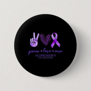 Chapa Redonda De 5 Cm Peace Love Cure Ribbon Leopard Alzheimer Brain Awa