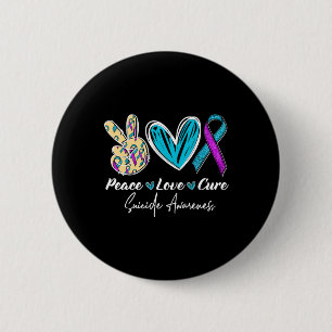 Chapa Redonda De 5 Cm Peace Love Cure Suicide Prevención de Suicidio Con