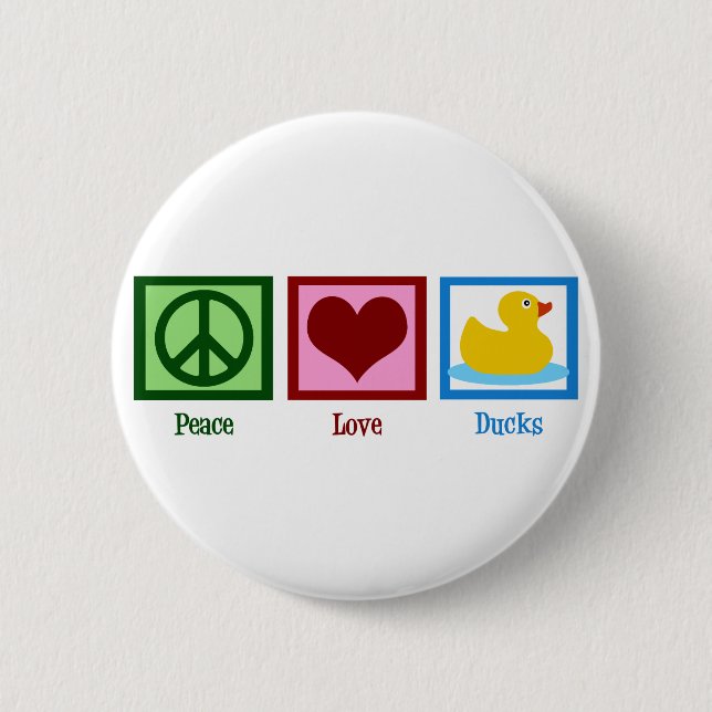 Chapa Redonda De 5 Cm Peace Love Ducks (Anverso)