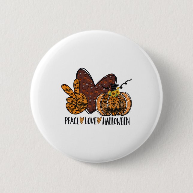 Chapa Redonda De 5 Cm Peace love Halloween (Anverso)