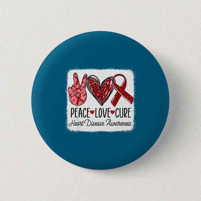 Chapa Redonda De 5 Cm Peace Love Heart Disease Awareness Chd Suprt Wear  (Anverso)