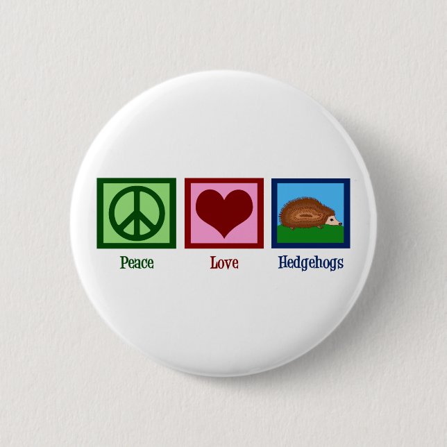 Chapa Redonda De 5 Cm Peace Love Hedgehogs (Anverso)