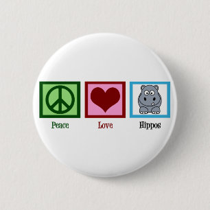 Chapa Redonda De 5 Cm Peace Love Hippos