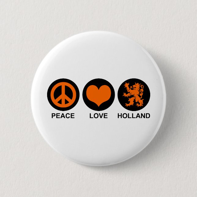Chapa Redonda De 5 Cm Peace Love Holland (Anverso)