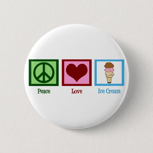 Chapa Redonda De 5 Cm Peace Love Ice Cream (Anverso)
