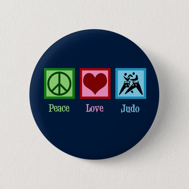 Chapa Redonda De 5 Cm Peace Love Judo (Anverso)
