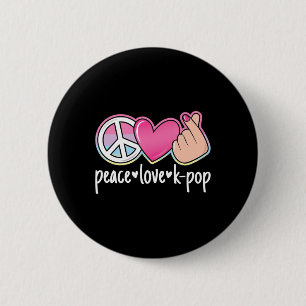 Chapa Redonda De 5 Cm Peace Love K-Pop Cute Kpop Music Anime Lover