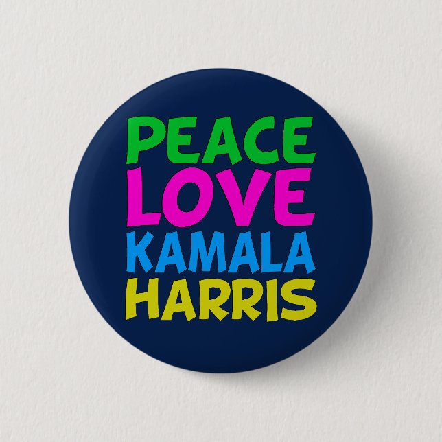 Chapa Redonda De 5 Cm Peace Love Kamala Harris (Anverso)