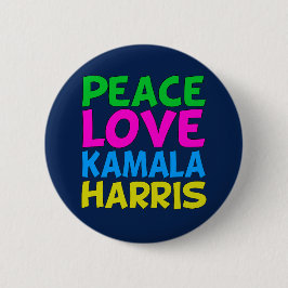 Chapa Redonda De 5 Cm Peace Love Kamala Harris