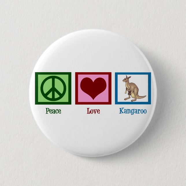 Chapa Redonda De 5 Cm Peace Love Kangaroo (Anverso)