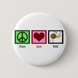 Chapa Redonda De 5 Cm Peace Love & Knitting