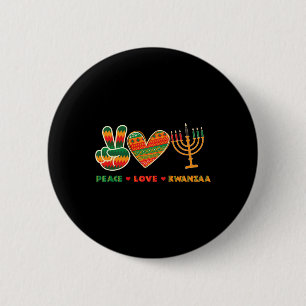 Chapa Redonda De 5 Cm Peace Love Kwanzaa - Afroamericanos Heritage Fates