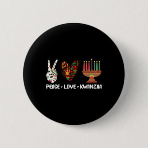 Chapa Redonda De 5 Cm Peace Love Kwanzaa Pajamas African Happy Kwanzaa M