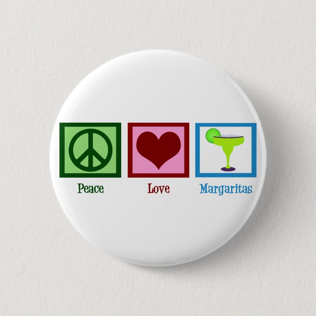 Chapa Redonda De 5 Cm Peace Love Margaritas (Anverso)