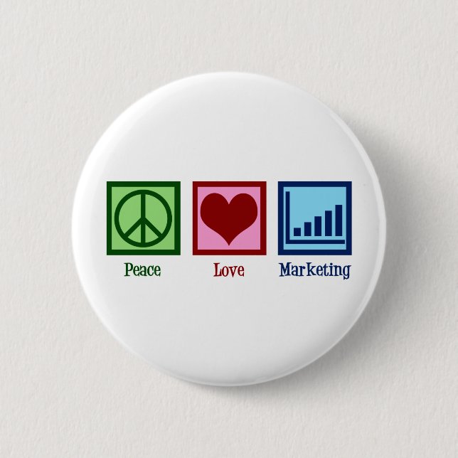 Chapa Redonda De 5 Cm Peace Love Marketing (Anverso)