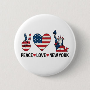 Chapa Redonda De 5 Cm Peace Love New York