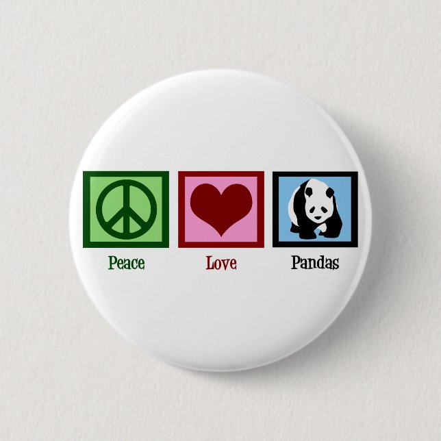 Chapa Redonda De 5 Cm Peace Love Pandas (Anverso)
