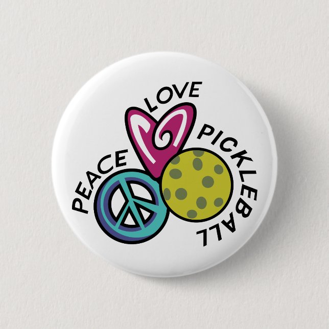 Chapa Redonda De 5 Cm Peace Love Pickleball (Anverso)