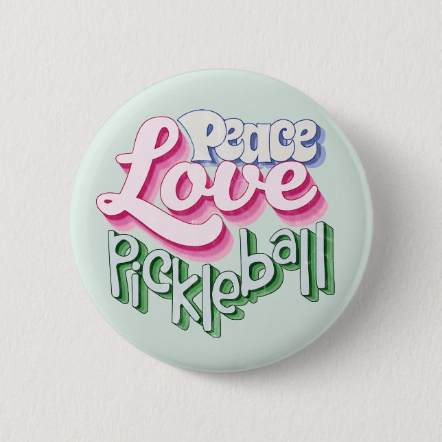 Chapa Redonda De 5 Cm Peace Love Pickleball (Anverso)