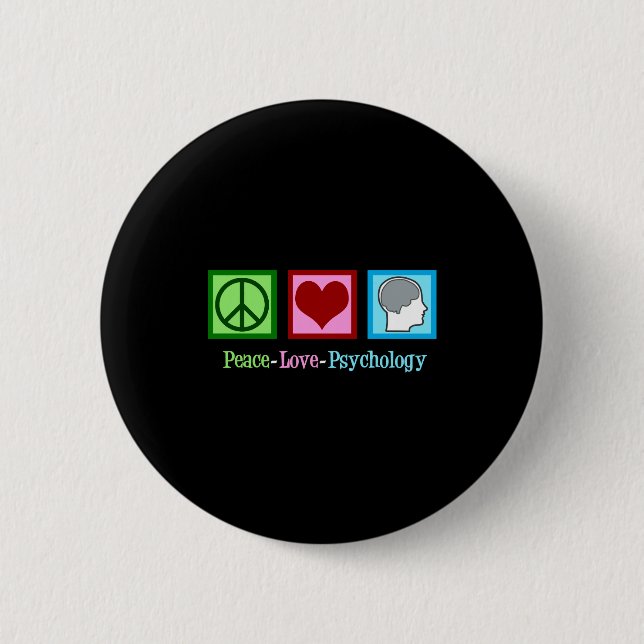 Chapa Redonda De 5 Cm Peace Love Psychology Cute Psychologist  (Anverso)