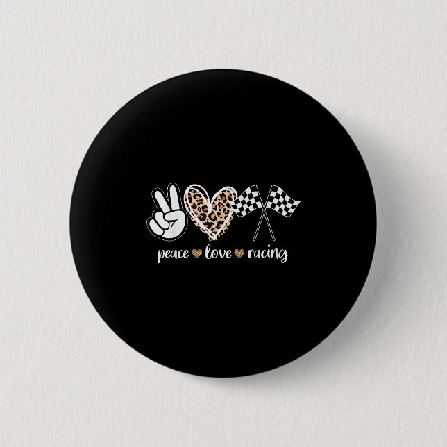 Chapa Redonda De 5 Cm Peace Love Racing  (Anverso)
