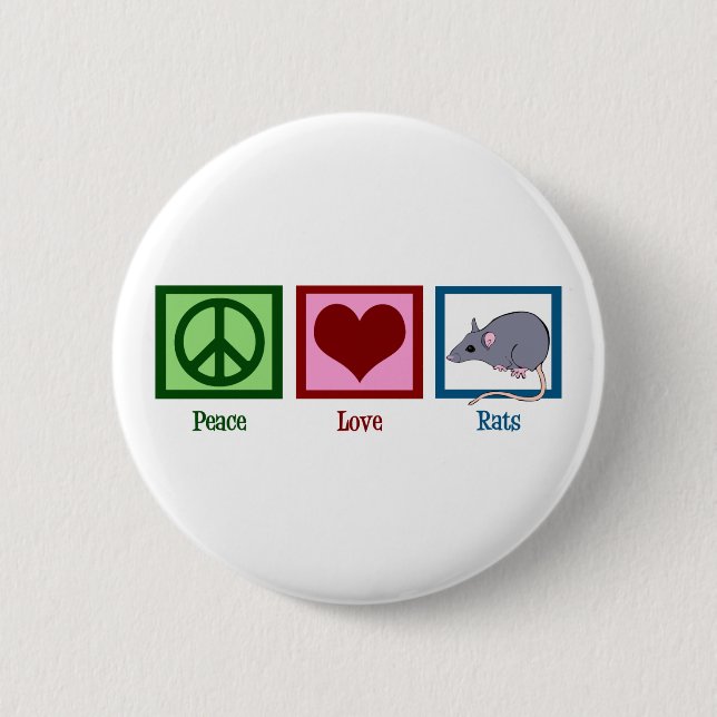 Chapa Redonda De 5 Cm Peace Love Rats (Anverso)