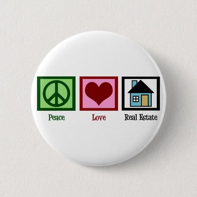 Chapa Redonda De 5 Cm Peace Love Real Estate Company (Anverso)