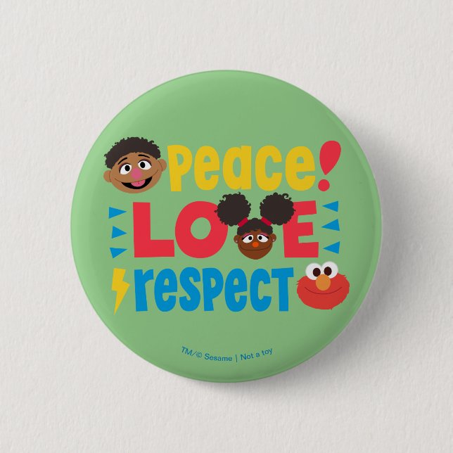Chapa Redonda De 5 Cm Peace Love Respect (Anverso)
