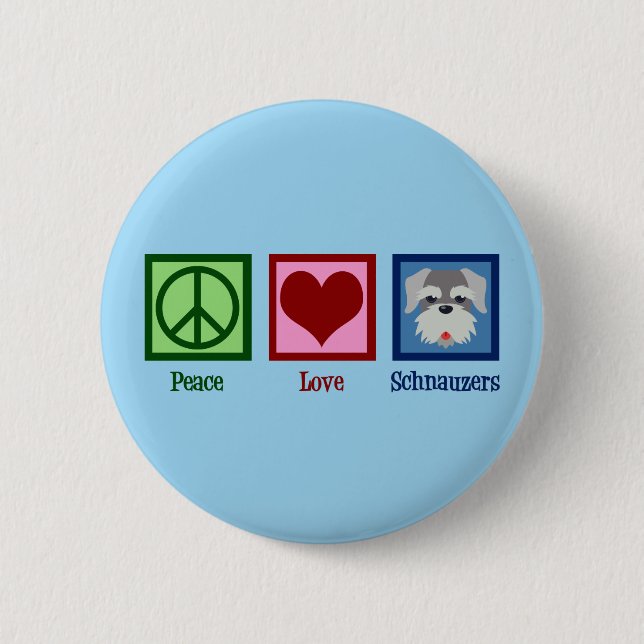 Chapa Redonda De 5 Cm Peace Love Schnauzers (Anverso)
