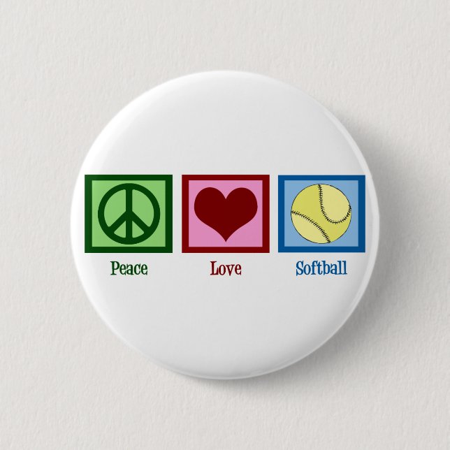 Chapa Redonda De 5 Cm Peace Love Sofball (Anverso)