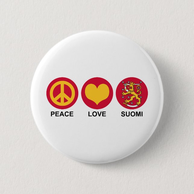 Chapa Redonda De 5 Cm Peace Love Suomi (Anverso)