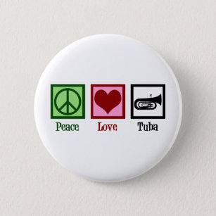 Chapa Redonda De 5 Cm Peace Love Tuba Player